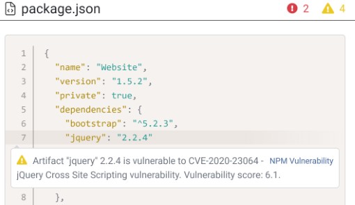 Codeac Cross Site Scripting detection in npm dependency manager.