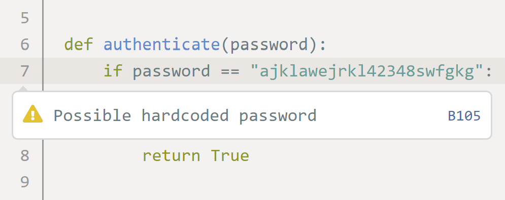 Codeac hardcoded password detection